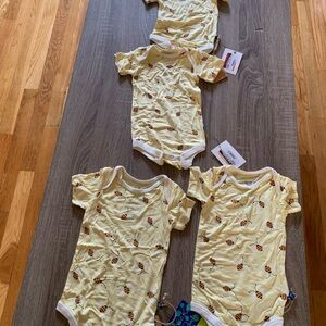 Yellow Bee Print Baby Onesies